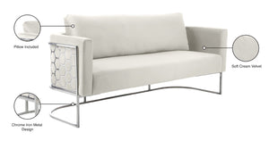 Casa Velvet / Engineered Wood / Iron / Foam Contemporary Cream Velvet Sofa - 75.5" W x 29.5" D x 31" H