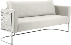 Casa Velvet / Engineered Wood / Iron / Foam Contemporary Cream Velvet Sofa - 75.5" W x 29.5" D x 31" H