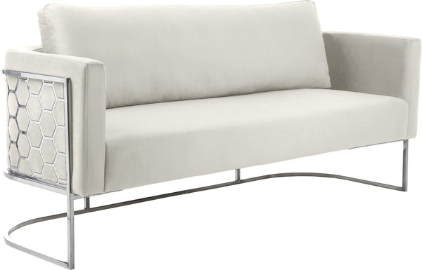 Casa Velvet / Engineered Wood / Iron / Foam Contemporary Cream Velvet Sofa - 75.5" W x 29.5" D x 31" H