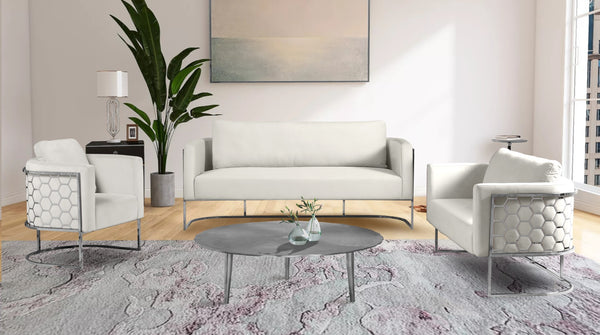 Casa Velvet / Engineered Wood / Iron / Foam Contemporary Cream Velvet Sofa - 75.5" W x 29.5" D x 31" H