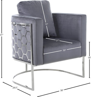 Casa Velvet / Engineered Wood / Iron / Foam Contemporary Grey Velvet Chair - 30" W x 29.5" D x 31" H