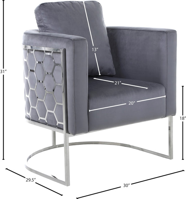 Casa Velvet / Engineered Wood / Iron / Foam Contemporary Grey Velvet Chair - 30" W x 29.5" D x 31" H