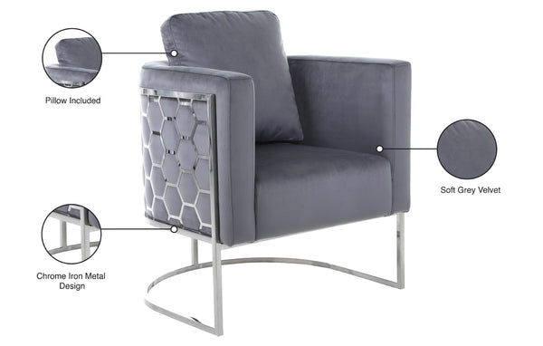 Casa Velvet / Engineered Wood / Iron / Foam Contemporary Grey Velvet Chair - 30" W x 29.5" D x 31" H