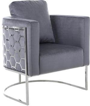 Casa Velvet / Engineered Wood / Iron / Foam Contemporary Grey Velvet Chair - 30" W x 29.5" D x 31" H