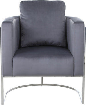 Casa Velvet / Engineered Wood / Iron / Foam Contemporary Grey Velvet Chair - 30" W x 29.5" D x 31" H