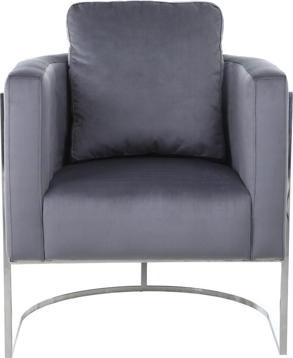 Casa Velvet / Engineered Wood / Iron / Foam Contemporary Grey Velvet Chair - 30" W x 29.5" D x 31" H
