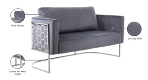Casa Velvet / Engineered Wood / Iron / Foam Contemporary Grey Velvet Loveseat - 63.5" W x 29.5" D x 31" H