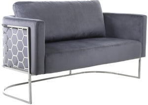 Casa Velvet / Engineered Wood / Iron / Foam Contemporary Grey Velvet Loveseat - 63.5" W x 29.5" D x 31" H