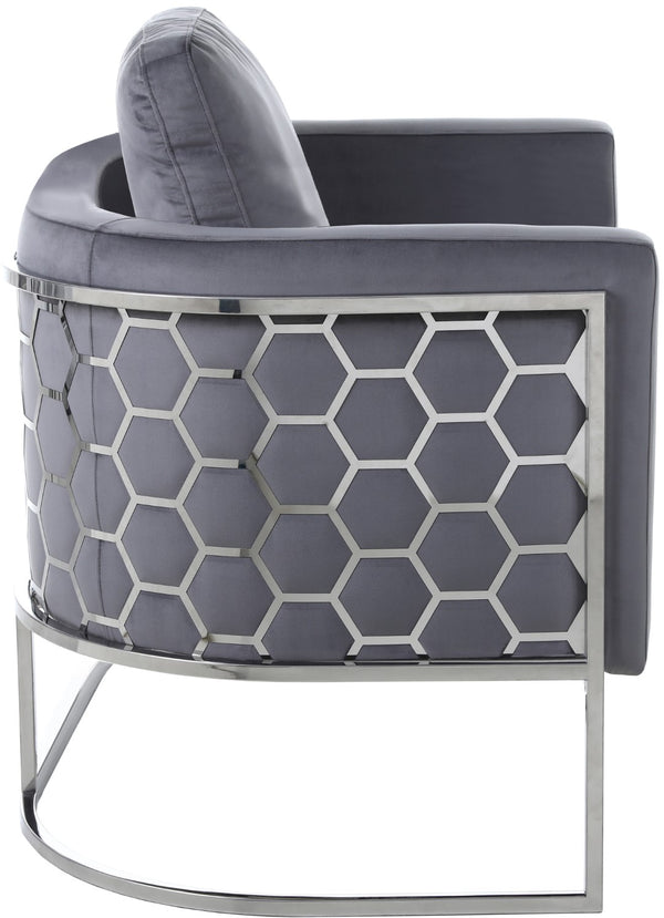 Casa Velvet / Engineered Wood / Iron / Foam Contemporary Grey Velvet Loveseat - 63.5" W x 29.5" D x 31" H