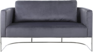 Casa Velvet / Engineered Wood / Iron / Foam Contemporary Grey Velvet Loveseat - 63.5" W x 29.5" D x 31" H