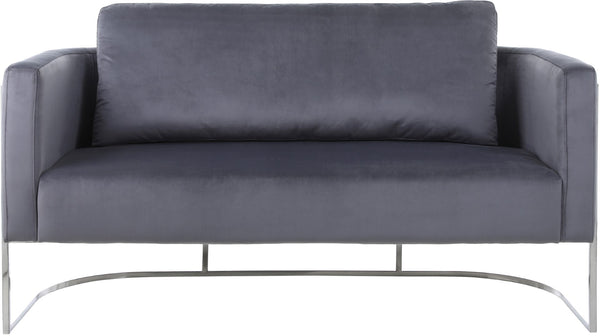 Casa Velvet / Engineered Wood / Iron / Foam Contemporary Grey Velvet Loveseat - 63.5" W x 29.5" D x 31" H