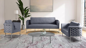 Casa Velvet / Engineered Wood / Iron / Foam Contemporary Grey Velvet Loveseat - 63.5" W x 29.5" D x 31" H