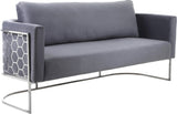 Casa Velvet / Engineered Wood / Iron / Foam Contemporary Grey Velvet Sofa - 75.5" W x 29.5" D x 31" H