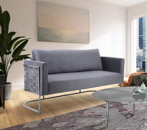 Casa Velvet / Engineered Wood / Iron / Foam Contemporary Grey Velvet Sofa - 75.5" W x 29.5" D x 31" H