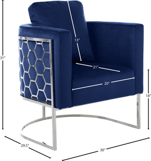 Casa Velvet / Engineered Wood / Iron / Foam Contemporary Navy Velvet Chair - 30" W x 29.5" D x 31" H