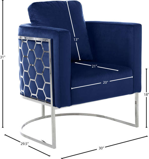 Casa Velvet / Engineered Wood / Iron / Foam Contemporary Navy Velvet Chair - 30" W x 29.5" D x 31" H