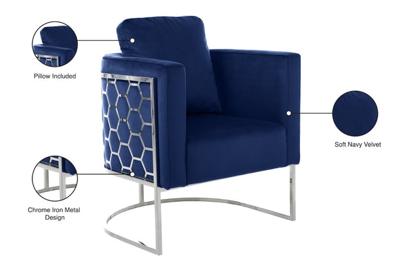 Casa Velvet / Engineered Wood / Iron / Foam Contemporary Navy Velvet Chair - 30" W x 29.5" D x 31" H