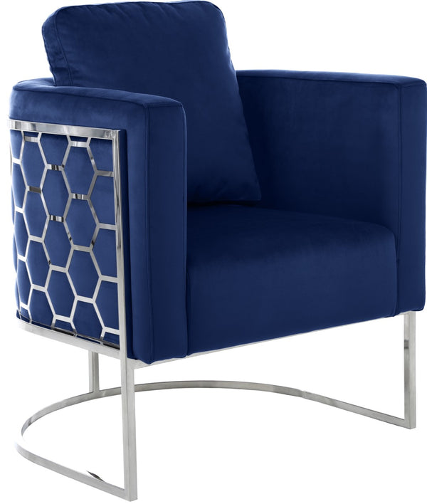 Casa Velvet / Engineered Wood / Iron / Foam Contemporary Navy Velvet Chair - 30" W x 29.5" D x 31" H