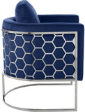 Casa Velvet / Engineered Wood / Iron / Foam Contemporary Navy Velvet Chair - 30" W x 29.5" D x 31" H