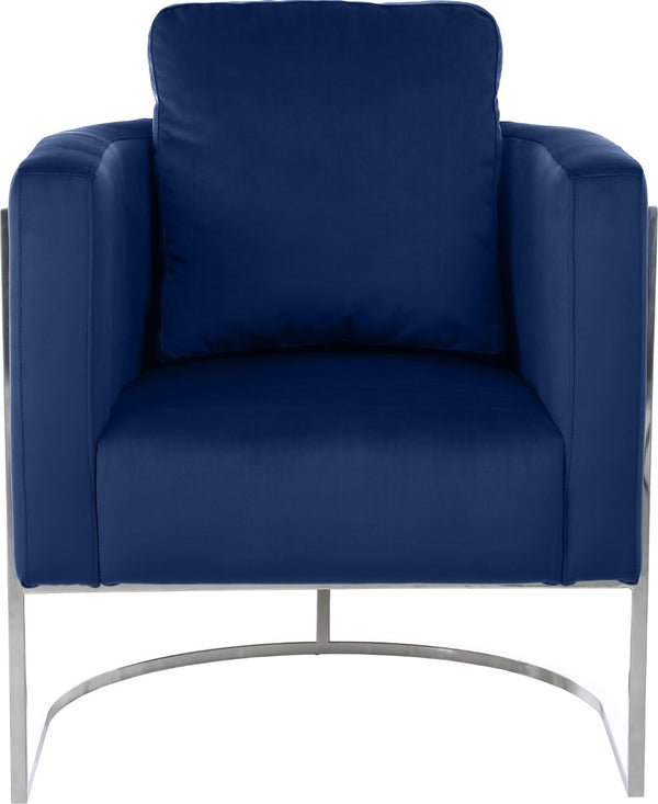Casa Velvet / Engineered Wood / Iron / Foam Contemporary Navy Velvet Chair - 30" W x 29.5" D x 31" H