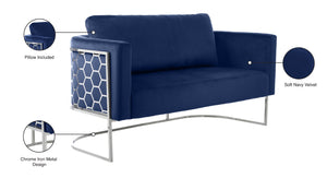 Casa Velvet / Engineered Wood / Iron / Foam Contemporary Navy Velvet Loveseat - 63.5" W x 29.5" D x 31" H