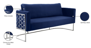 Casa Velvet / Engineered Wood / Iron / Foam Contemporary Navy Velvet Sofa - 75.5" W x 29.5" D x 31" H