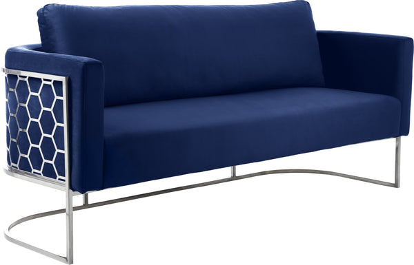 Casa Velvet / Engineered Wood / Iron / Foam Contemporary Navy Velvet Sofa - 75.5" W x 29.5" D x 31" H