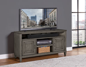Newport 54" Stone Finish TV Console – Handcrafted with Wire Management & Soundbar Shelf, Fully Assembled