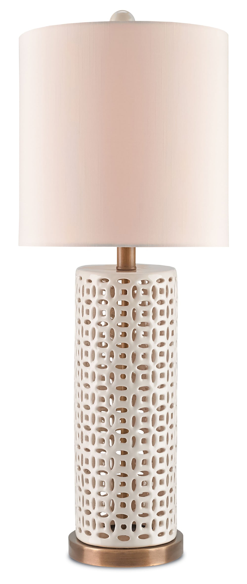 Bellemeade Table Lamp - Elegant Ivory Ceramic with Antique Brass Base & Honey Beige Shade, 29" Height