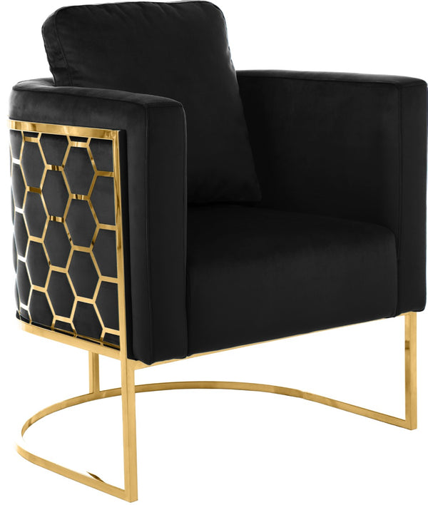 Casa Velvet / Engineered Wood / Iron Contemporary Black Velvet Chair - 30" W x 29.5" D x 31" H
