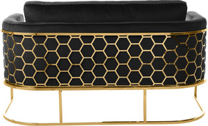 Casa Velvet / Engineered Wood / Iron Contemporary Black Velvet Loveseat - 63.5" W x 29.5" D x 31" H