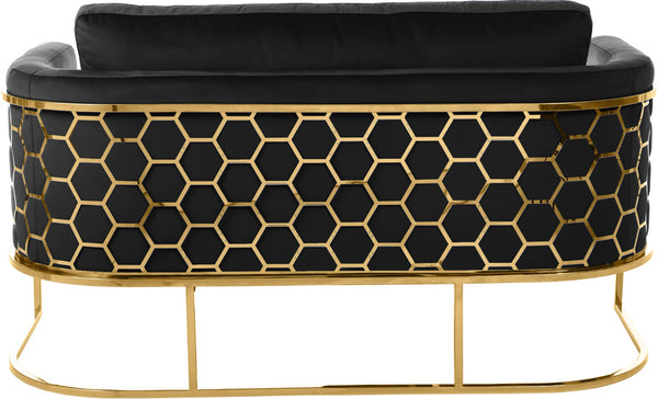 Casa Velvet / Engineered Wood / Iron Contemporary Black Velvet Loveseat - 63.5" W x 29.5" D x 31" H