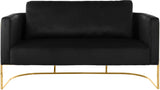 Casa Velvet / Engineered Wood / Iron Contemporary Black Velvet Loveseat - 63.5" W x 29.5" D x 31" H