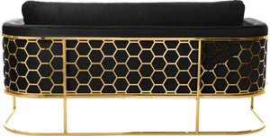 Casa Velvet / Engineered Wood / Iron Contemporary Black Velvet Sofa - 75.5" W x 29.5" D x 31" H