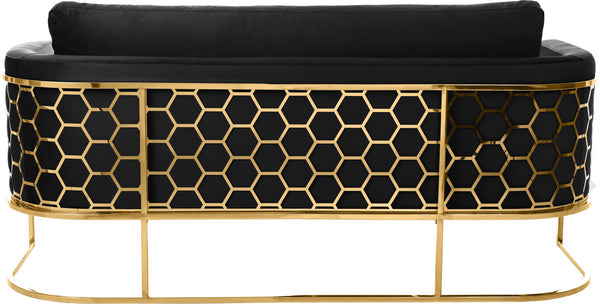 Casa Velvet / Engineered Wood / Iron Contemporary Black Velvet Sofa - 75.5" W x 29.5" D x 31" H