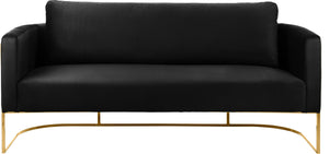 Casa Velvet / Engineered Wood / Iron Contemporary Black Velvet Sofa - 75.5" W x 29.5" D x 31" H
