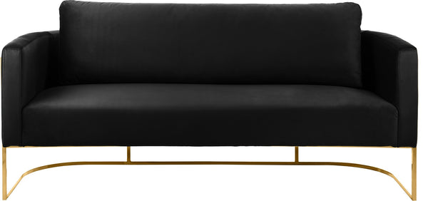 Casa Velvet / Engineered Wood / Iron Contemporary Black Velvet Sofa - 75.5" W x 29.5" D x 31" H