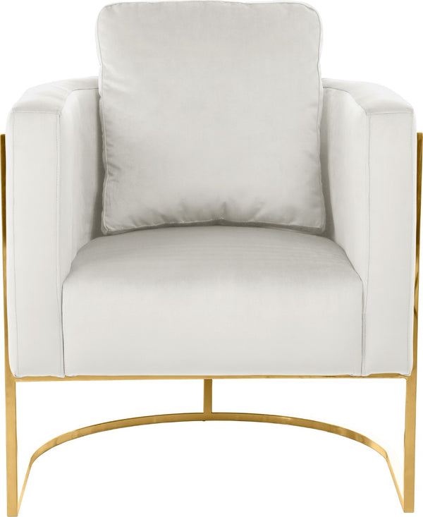 Casa Velvet / Engineered Wood / Iron Contemporary Cream Velvet Chair - 30" W x 29.5" D x 31" H
