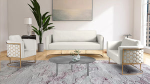 Casa Velvet / Engineered Wood / Iron Contemporary Cream Velvet Chair - 30" W x 29.5" D x 31" H