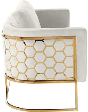 Casa Velvet / Engineered Wood / Iron Contemporary Cream Velvet Loveseat - 63.5" W x 29.5" D x 31" H