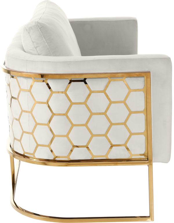 Casa Velvet / Engineered Wood / Iron Contemporary Cream Velvet Loveseat - 63.5" W x 29.5" D x 31" H