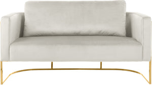 Casa Velvet / Engineered Wood / Iron Contemporary Cream Velvet Loveseat - 63.5" W x 29.5" D x 31" H