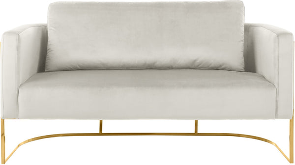 Casa Velvet / Engineered Wood / Iron Contemporary Cream Velvet Loveseat - 63.5" W x 29.5" D x 31" H