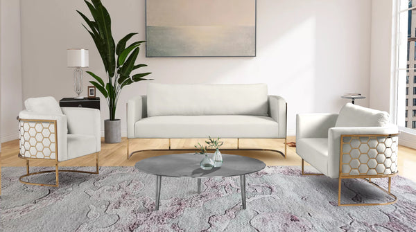 Casa Velvet / Engineered Wood / Iron Contemporary Cream Velvet Loveseat - 63.5" W x 29.5" D x 31" H