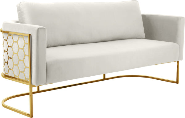 Casa Velvet / Engineered Wood / Iron Contemporary Cream Velvet Sofa - 75.5" W x 29.5" D x 31" H