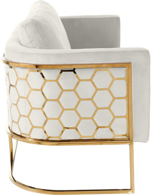 Casa Velvet / Engineered Wood / Iron Contemporary Cream Velvet Sofa - 75.5" W x 29.5" D x 31" H