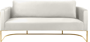 Casa Velvet / Engineered Wood / Iron Contemporary Cream Velvet Sofa - 75.5" W x 29.5" D x 31" H