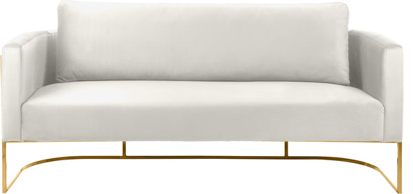 Casa Velvet / Engineered Wood / Iron Contemporary Cream Velvet Sofa - 75.5" W x 29.5" D x 31" H