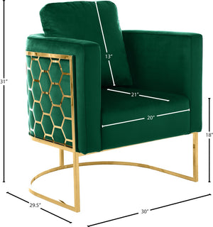 Casa Velvet / Engineered Wood / Iron Contemporary Green Velvet Chair - 30" W x 29.5" D x 31" H