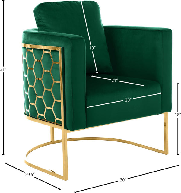 Casa Velvet / Engineered Wood / Iron Contemporary Green Velvet Chair - 30" W x 29.5" D x 31" H